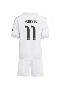 Real Madrid Rodrygo Goes #11 Jalkapallovaatteet Lasten Kotipeliasu 2025-26 Lyhythihainen (+ Lyhyet housut)